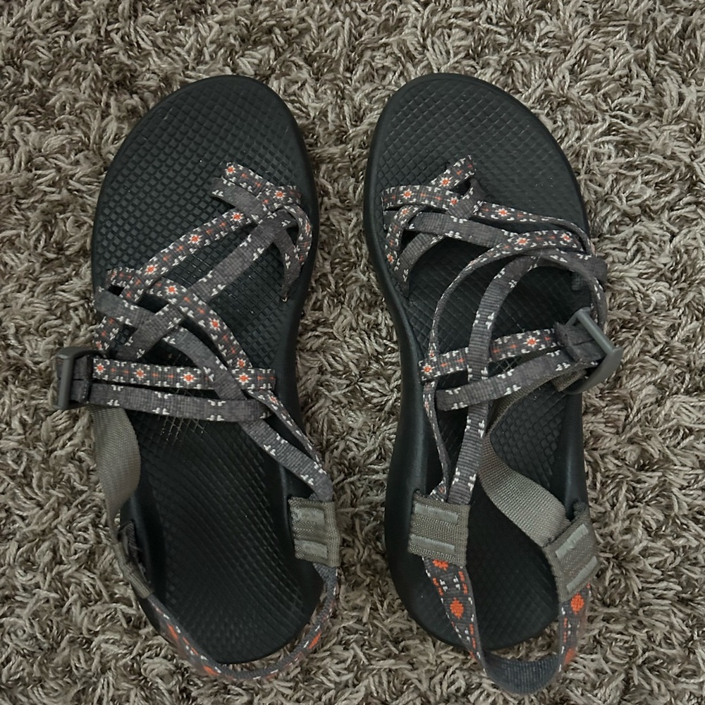 Chaco Black and Orange Patterned Sandals
